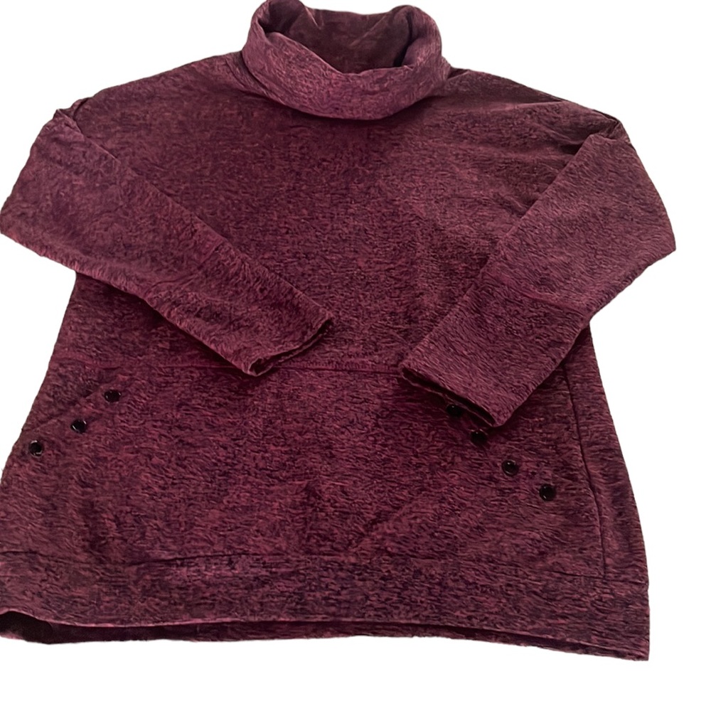Athletic Top Burgundy Black Heather Turtleneck Tunic Shirt Sweatshirt Small S